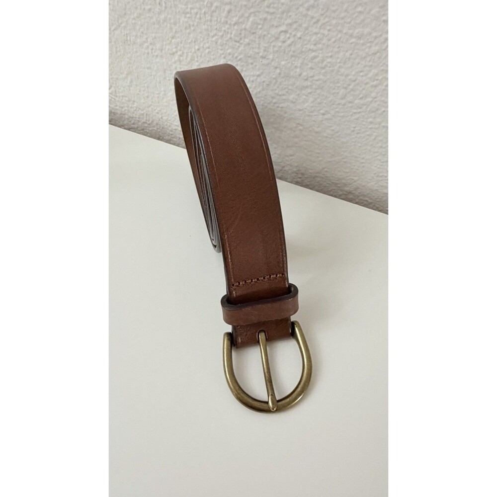Madewell Women’s Brown Leather Belt Pecan Brass Buckle Small B3052 Adjustable - Picture 3 of 12